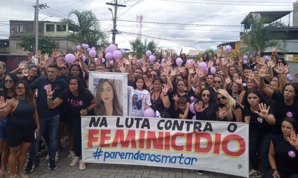 Caminhada em Belford Roxo denuncia feminicídio na Baixada Fluminense Foto reprodução Redes Sociais