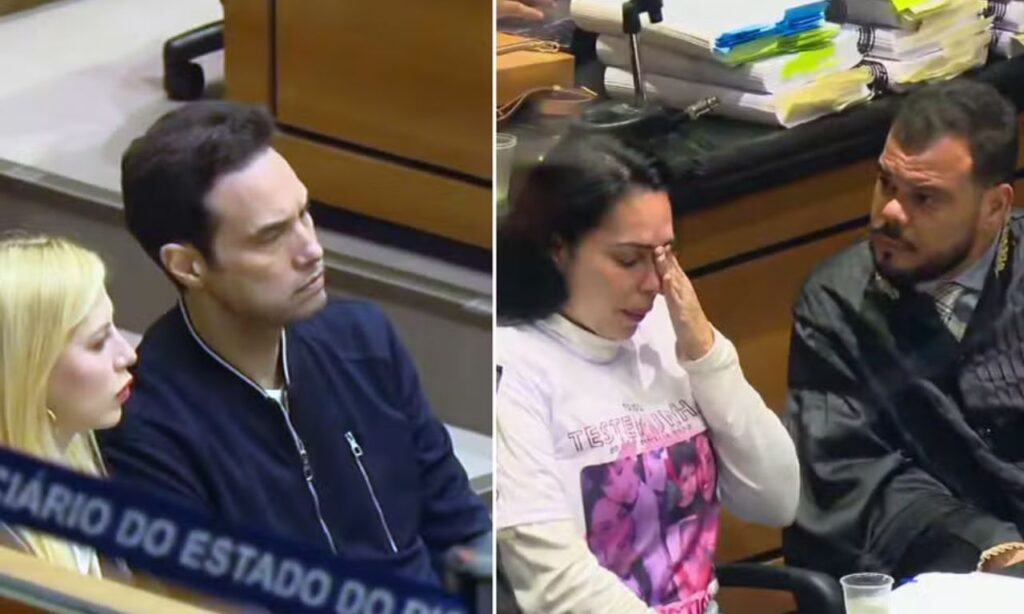 Jairinho e Monique no banco dos réus — Foto ReproduçãoTV Globo
