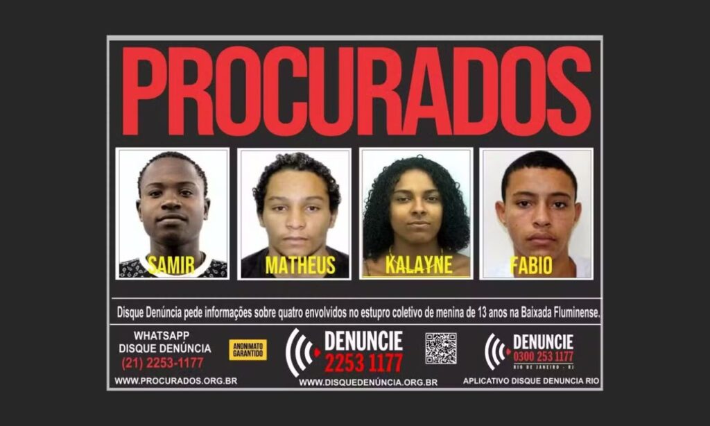 Procurados por estupro coletivo na Baixada Fluminense