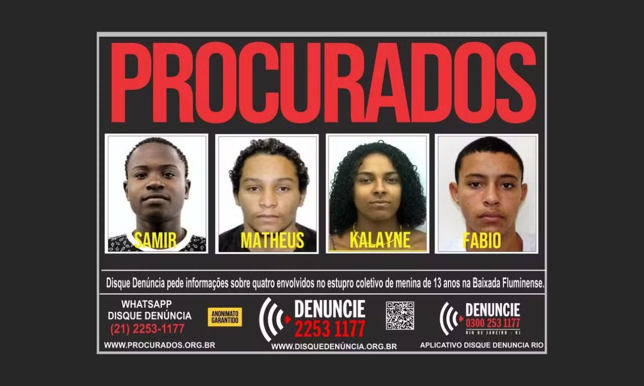 Procurados por estupro coletivo na Baixada Fluminense